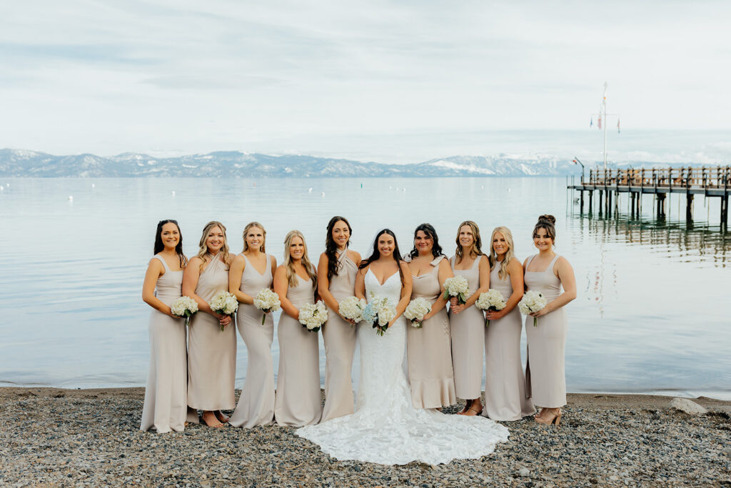 Bride and bridesmaids photo from Lake Tahoe wedding captured by Lake Tahoe wedding photographer - Rachel C. Photography