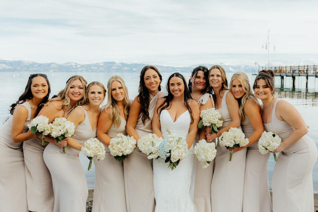 Bride and bridesmaids photos from Lake Tahoe wedding