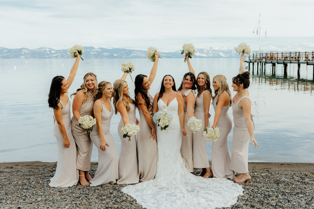 Bride and bridesmaids photo from Lake Tahoe wedding captured by Lake Tahoe wedding photographer - Rachel C. Photography