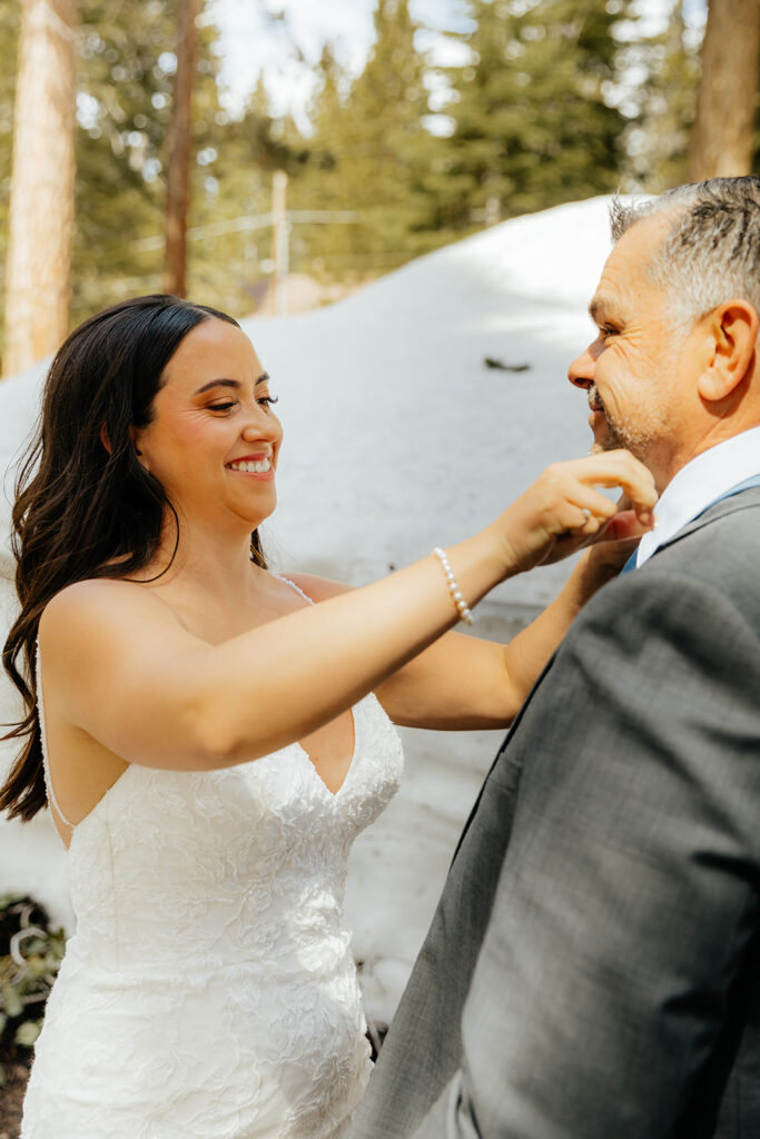 Bride and fathers first looks
