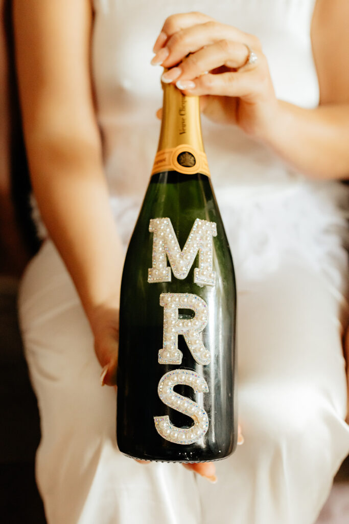MRS wedding champagne