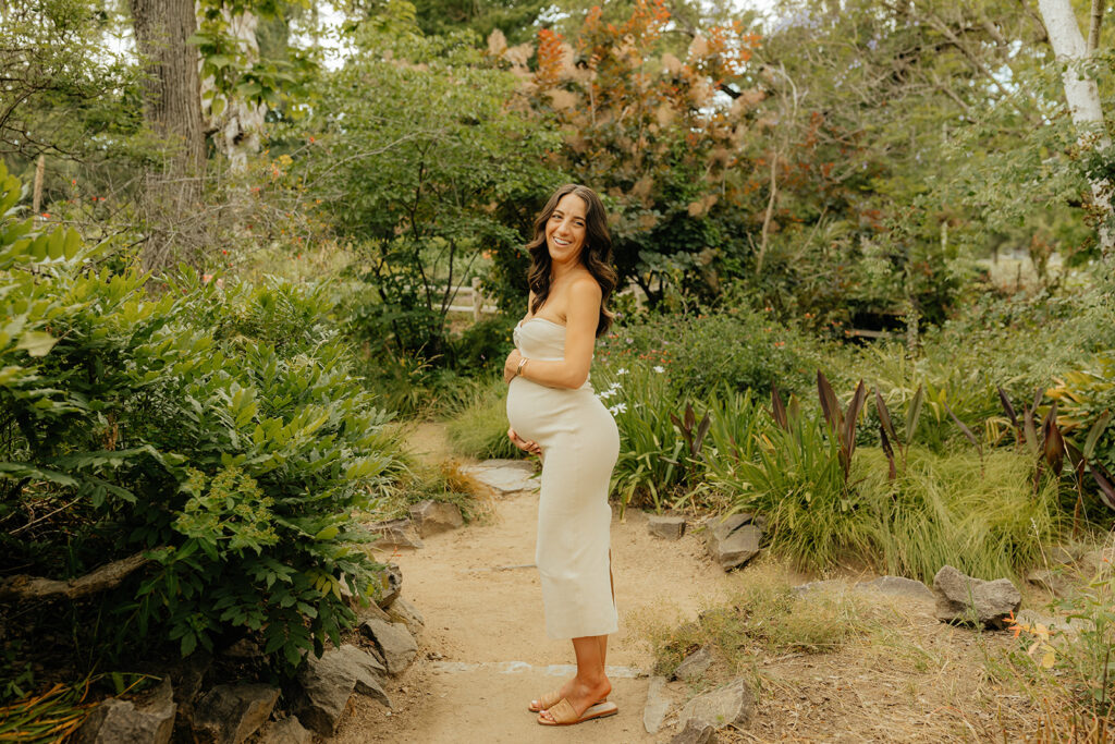Maternity photos at Land Park Rock Garden captured by Sacramento Photographer - Rachel C. Photography