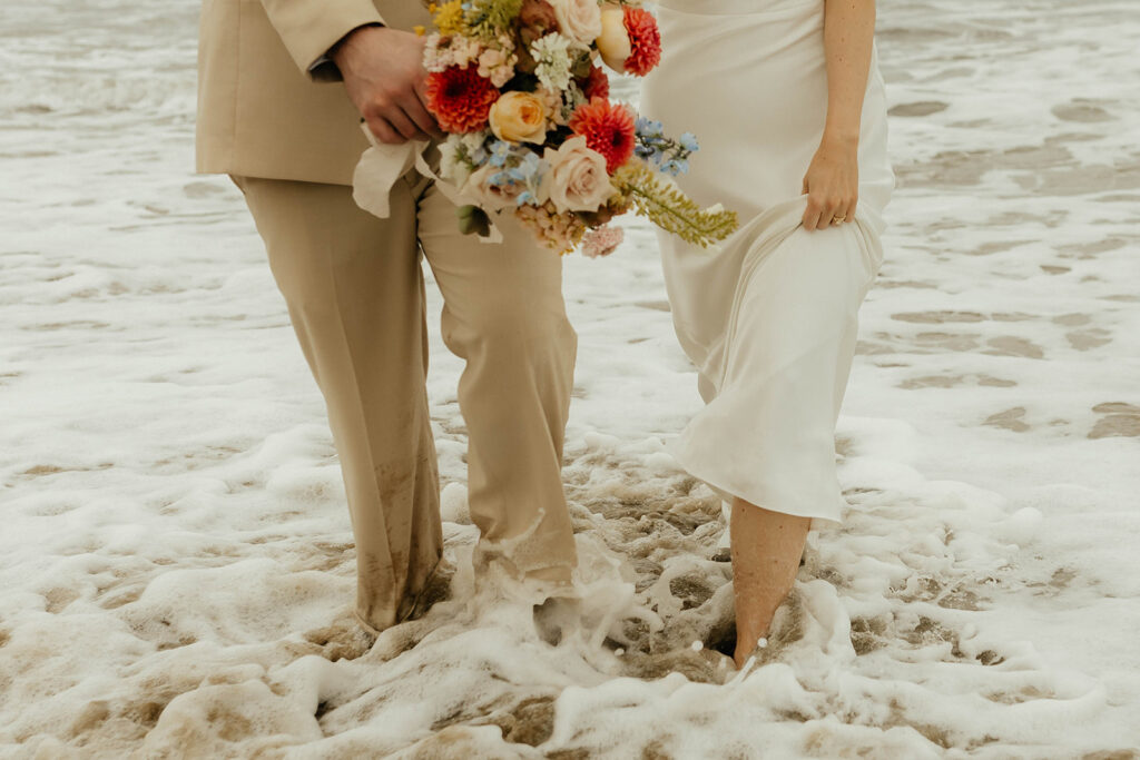 Bride and groom portraits from California elopement on Davenport Beach - Santa Cruz Elopement