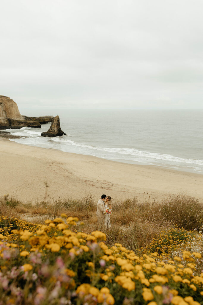 California elopement photography on Santa Cruz Beach - Davenport Beach