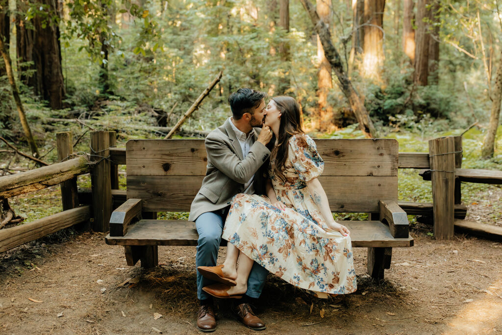 Couple posing during Santa Cruz Redwoods engagement session