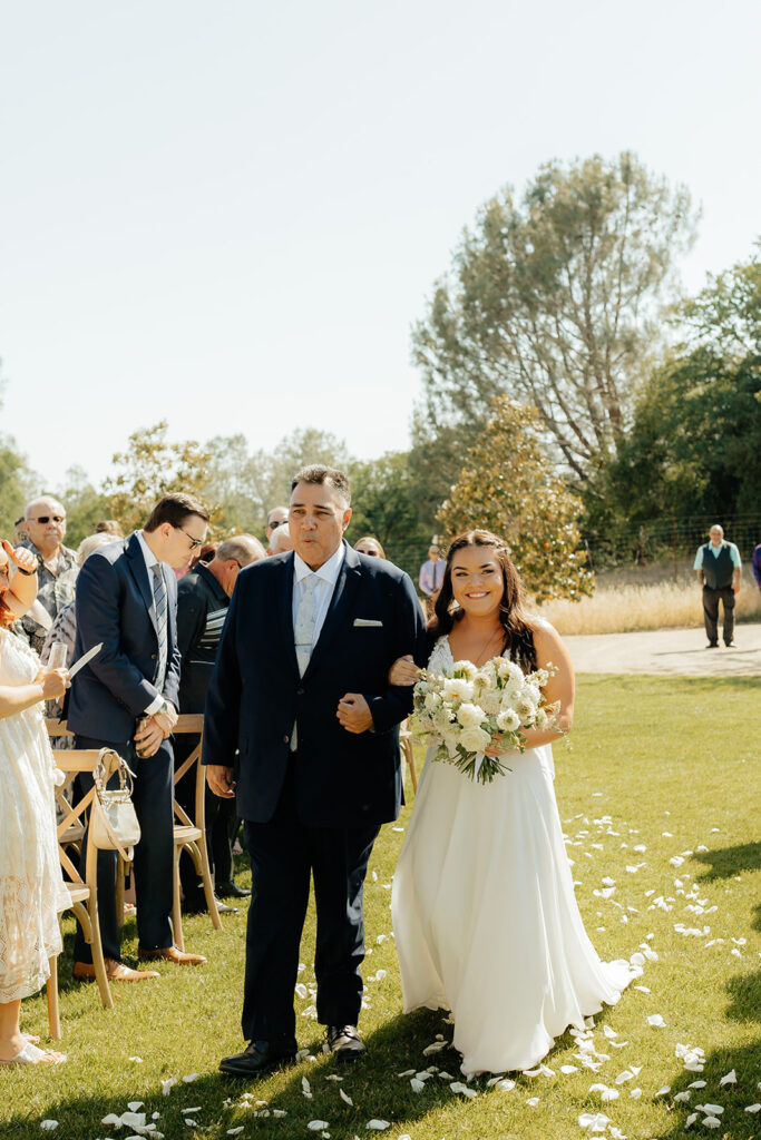 Outdoor wedding ceremony at Saureel Vineyards in Placerville, California