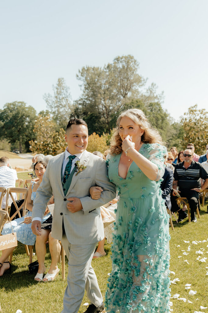 Outdoor wedding ceremony at Saureel Vineyards in Placerville, California