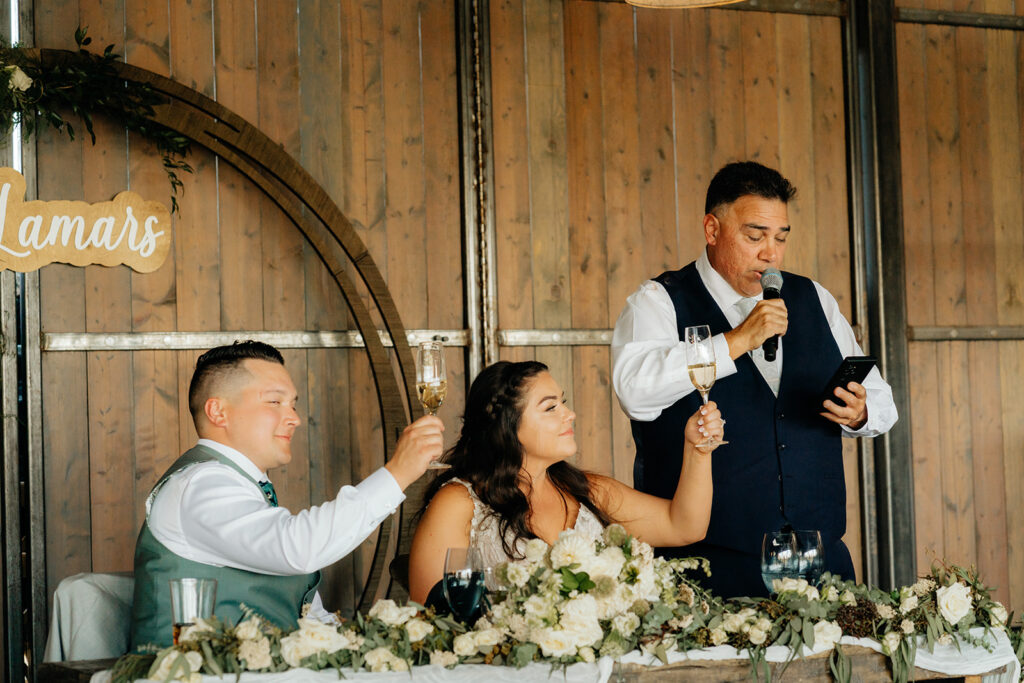 Bride and groom at their sweethearts table