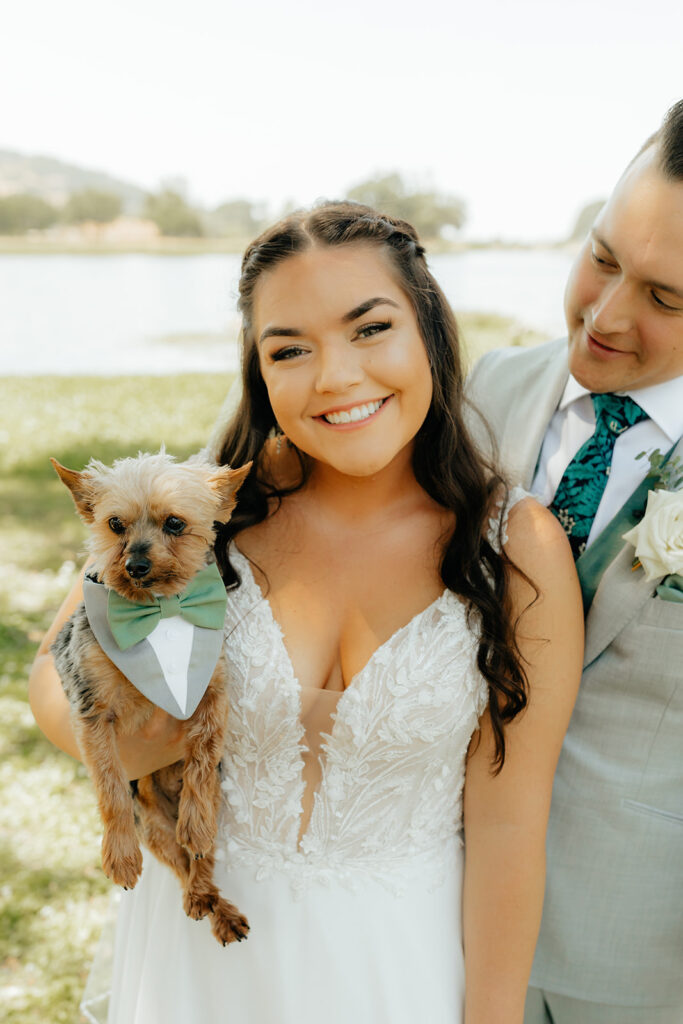 Bride and groom portraits with their dogs during their Saureel Vineyards wedding in California