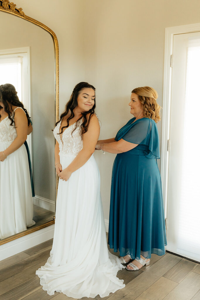 Bride getting ready for wedding