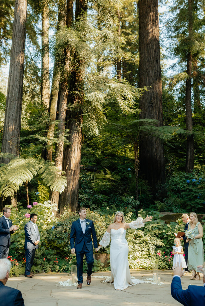 A redwood wedding ceremony at Nestldown wedding venue