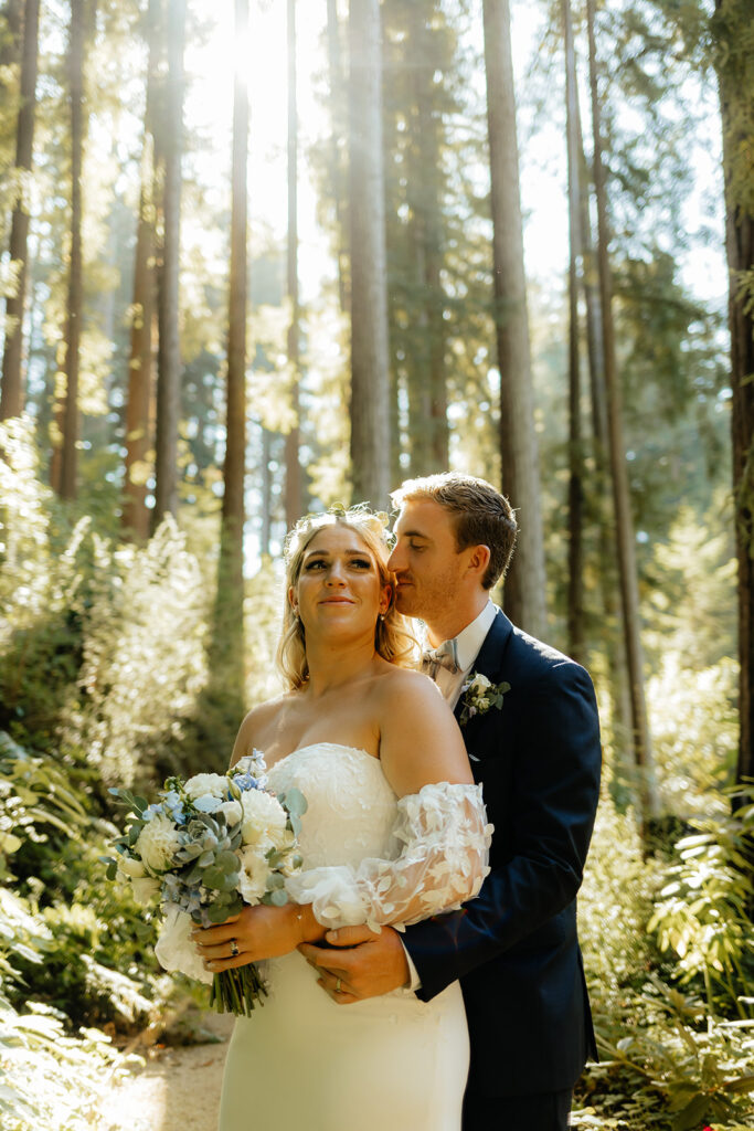 Bride and groom portraits from a redwood wedding at Nestldown wedding venue