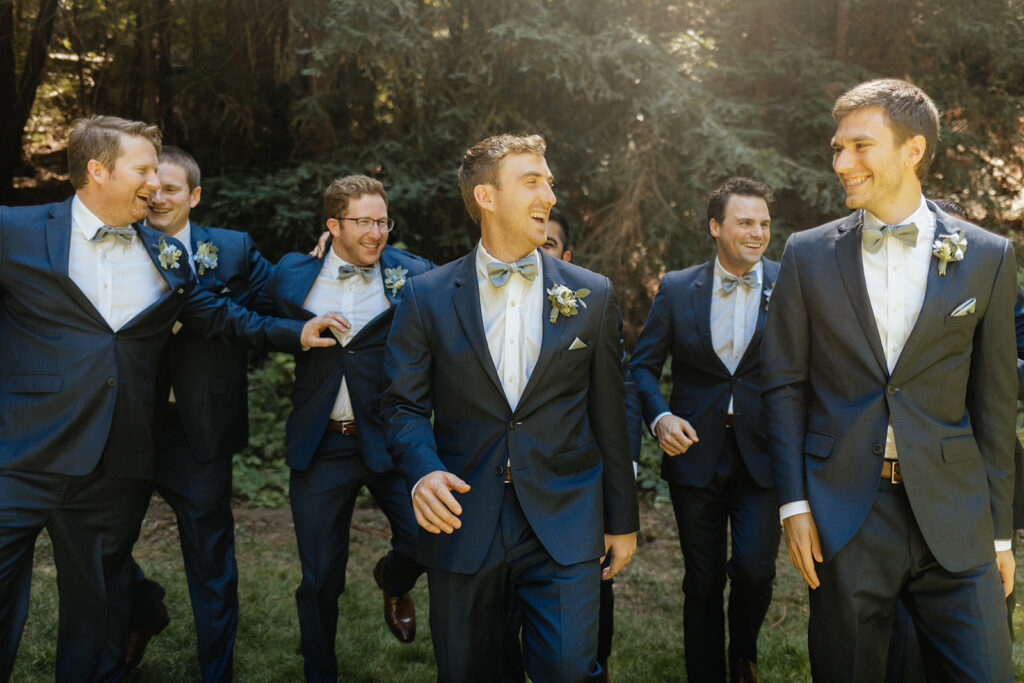 Groom and groomsmen photos from a redwood wedding at Nestldown wedding venue