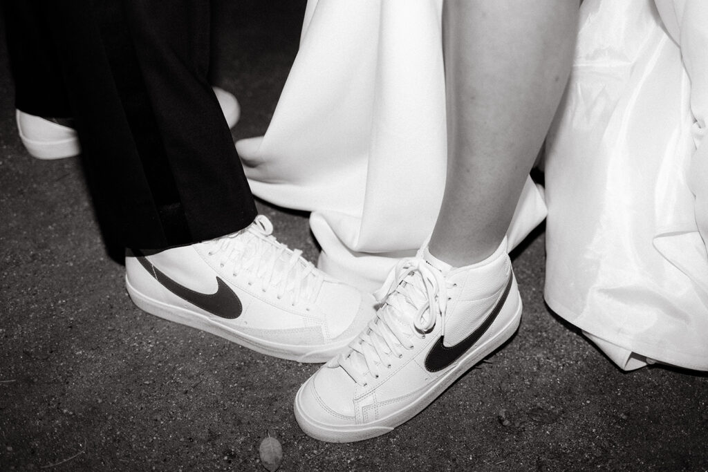Bride and grooms matching nikes