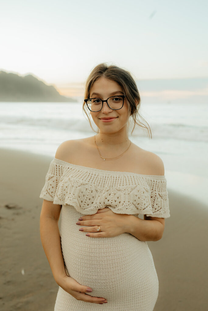 Pregnant mother on the beach