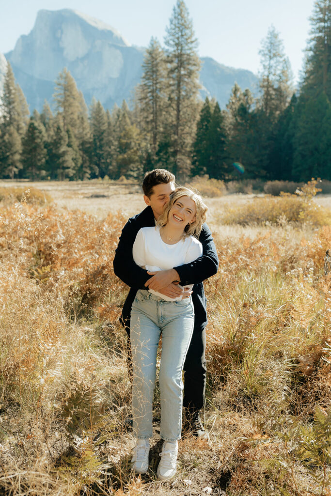 Couples mountain engagement photos in Yosemite National Park