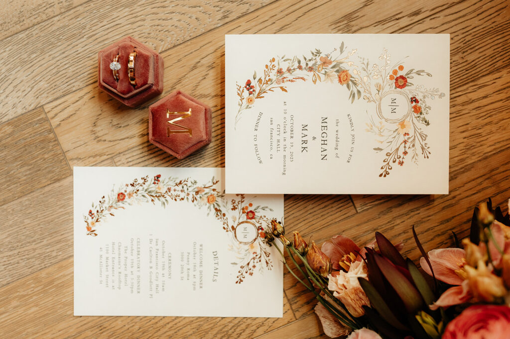 Wedding invites and rings