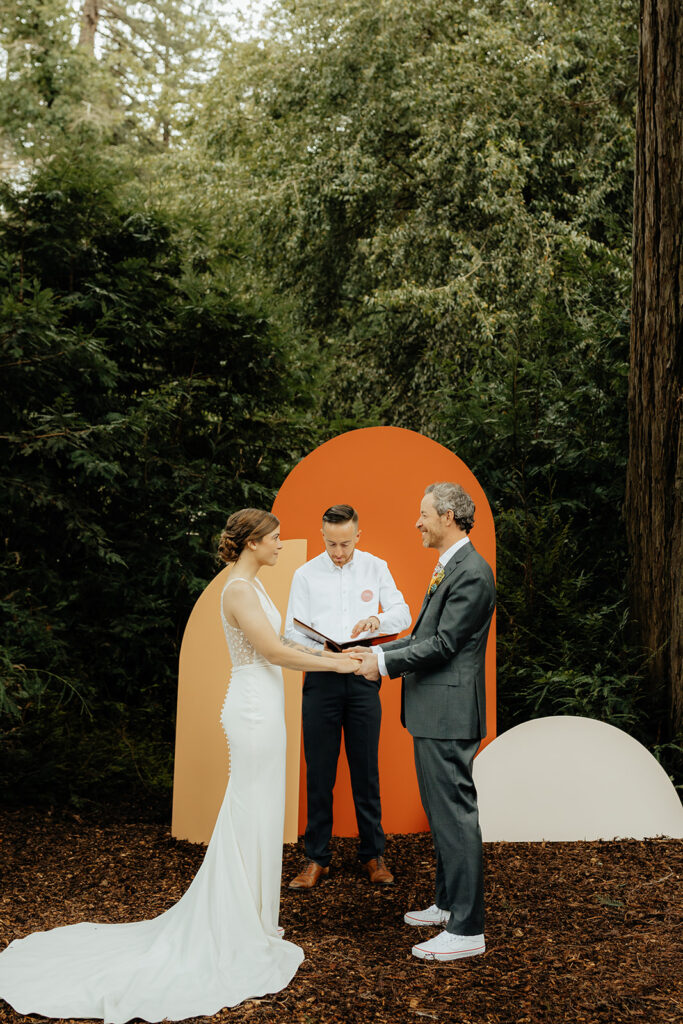 adventurous couple at their intimate outdoor wedding ceremony