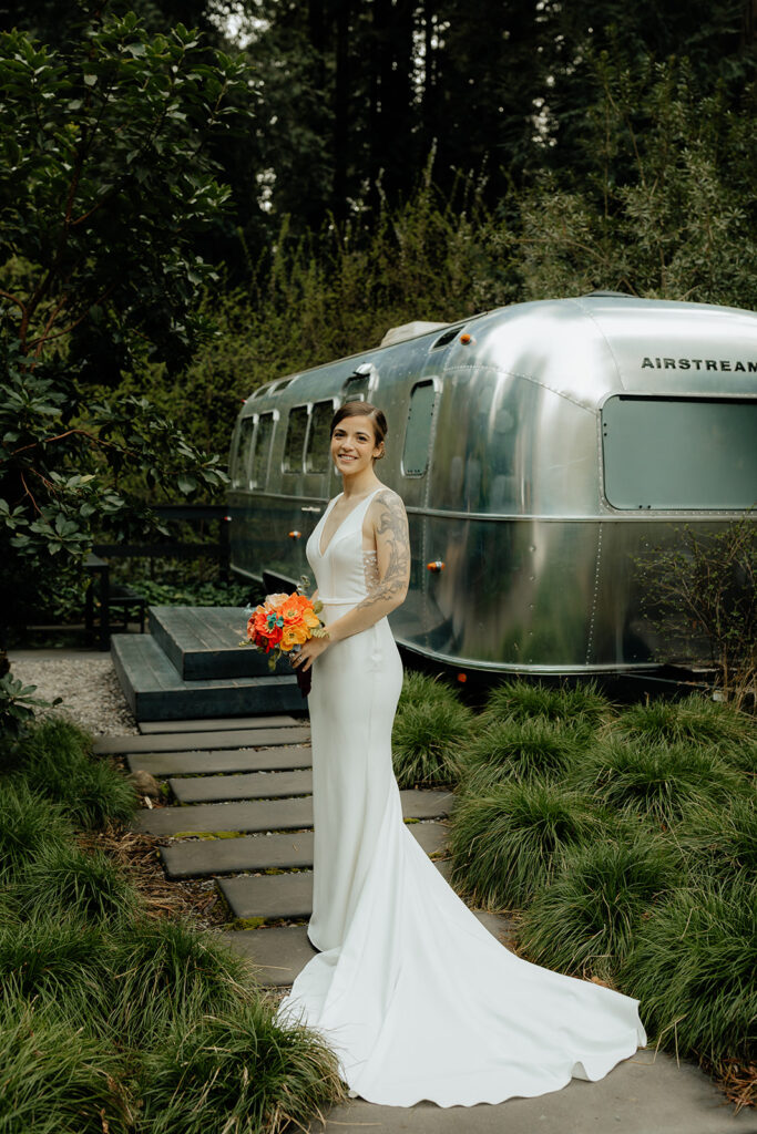 amazing portrait of the bride at her intimate outdoor wedding