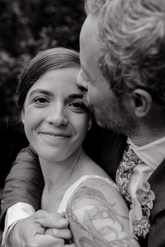 b&w portrait of the bride and groom