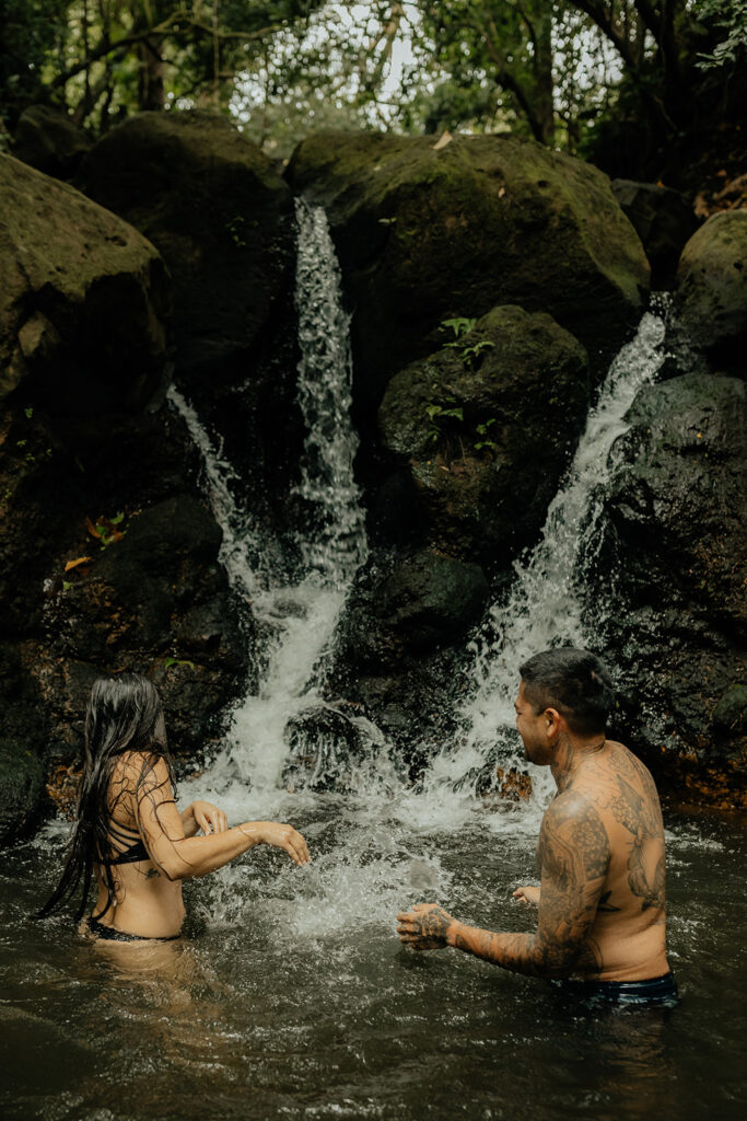 Playful Waterfall Couple Photoshoot 