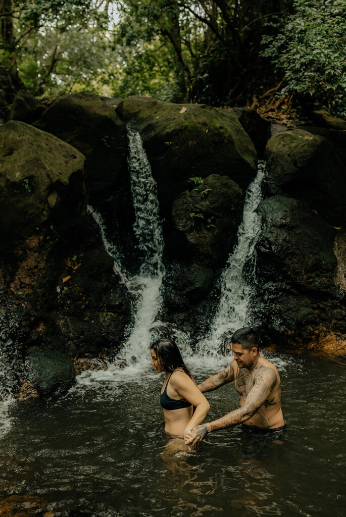 Playful Waterfall Couple Photoshoot 
