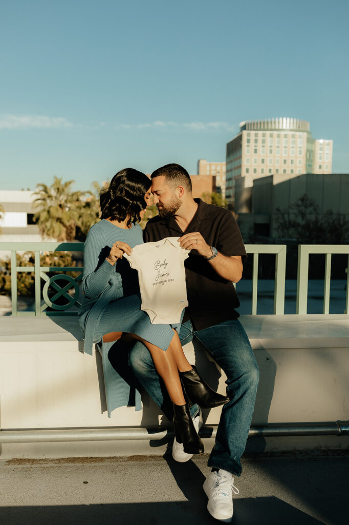 cute rooftop baby announcement 