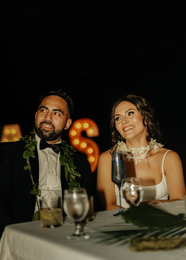 beautiful bride and groom at their wedding reception