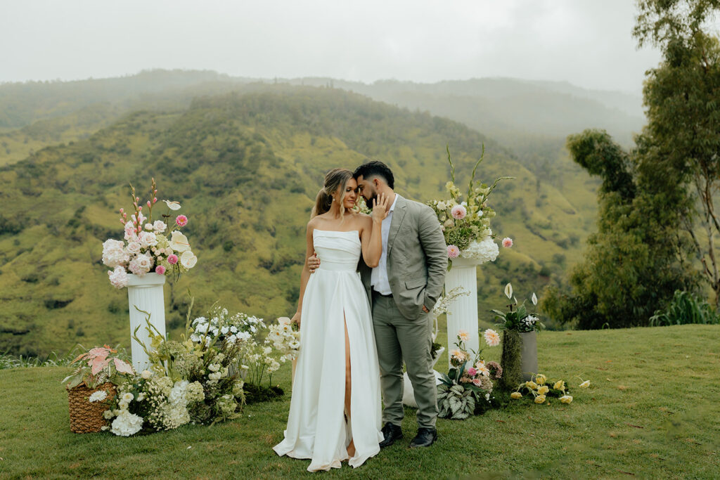 bride and groom looking at each other after their wedding ceremony