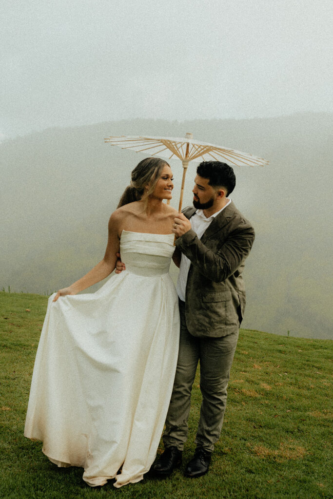 bride and groom walking around during their photoshoot