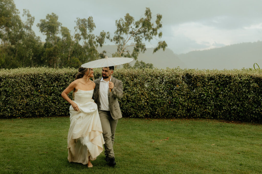 bride and groom at their ethereal intimate wedding