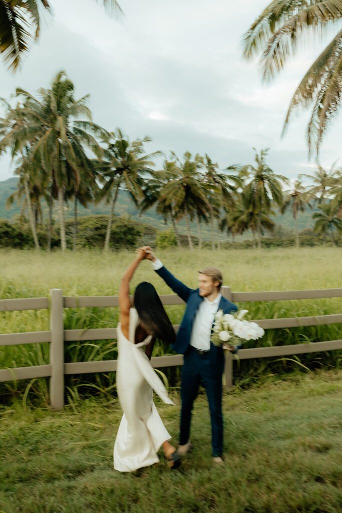 bride and groom dancing at their intimate elopement