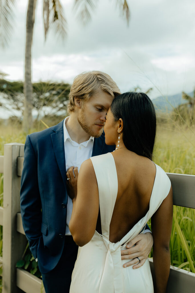 bride and groom looking at each other