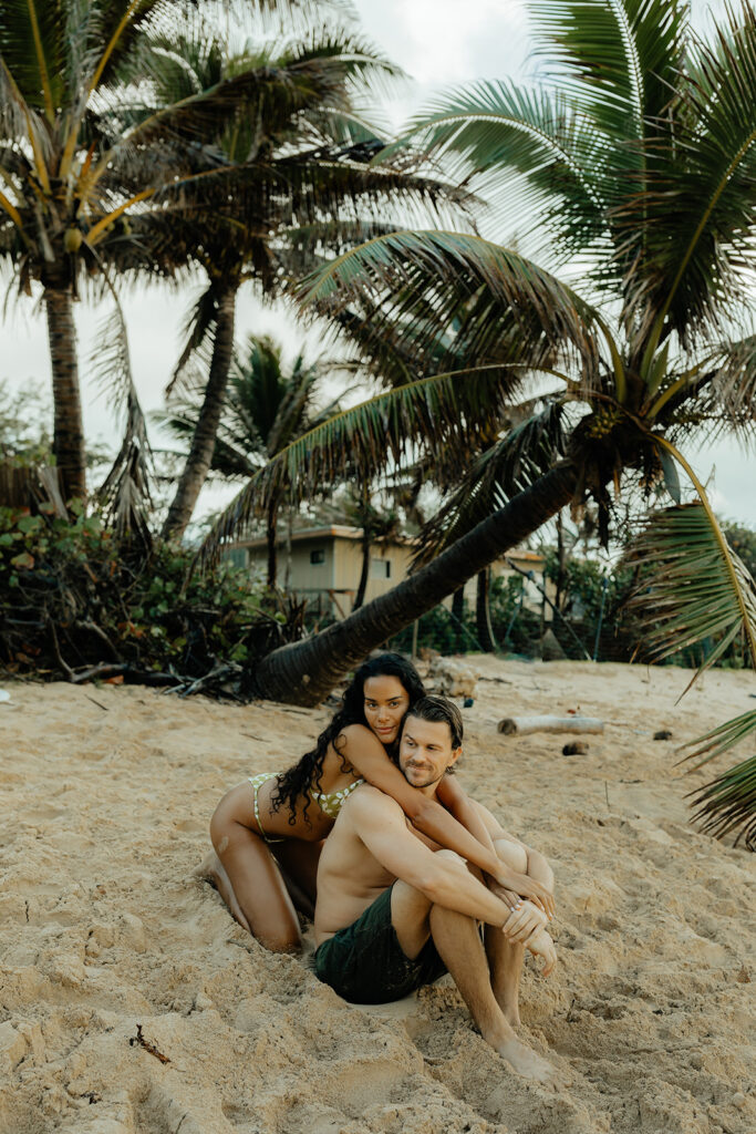 playful beach couple session