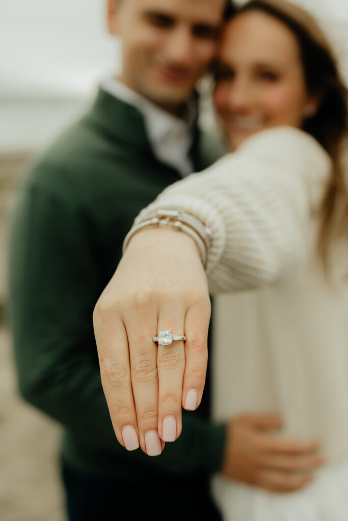 closeup shot of the engagement ring 