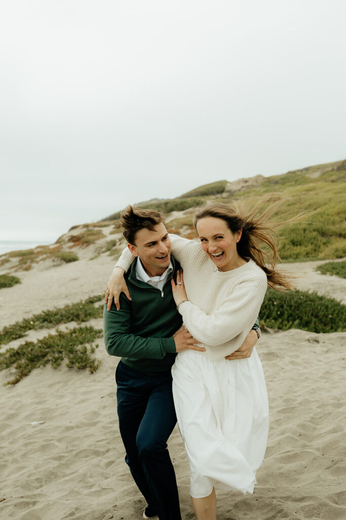 couple playing during their engagement session