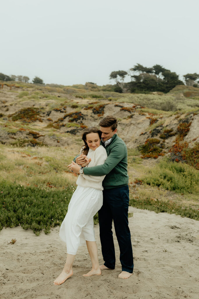 couple playing during their engagement session