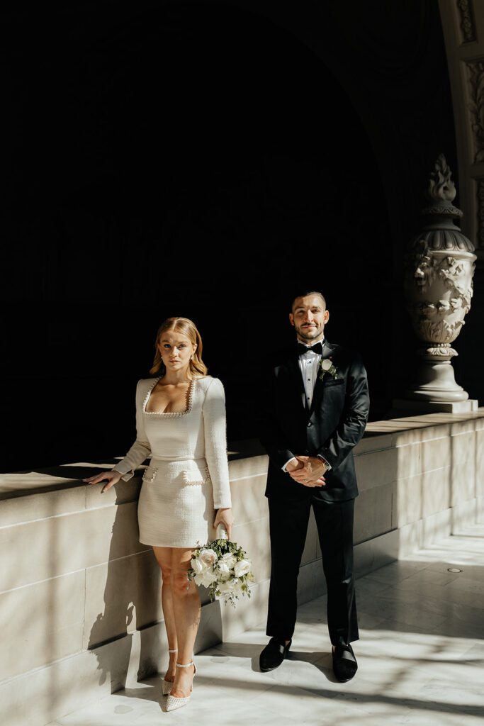 San Francisco City Hall Elopement couple inside serious pose facing camera