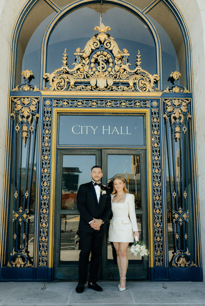 San Francisco City Hall Elopement couple standing outside