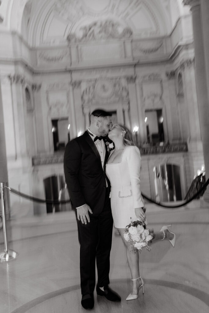 San Francisco City Hall Elopement ceremony first kiss