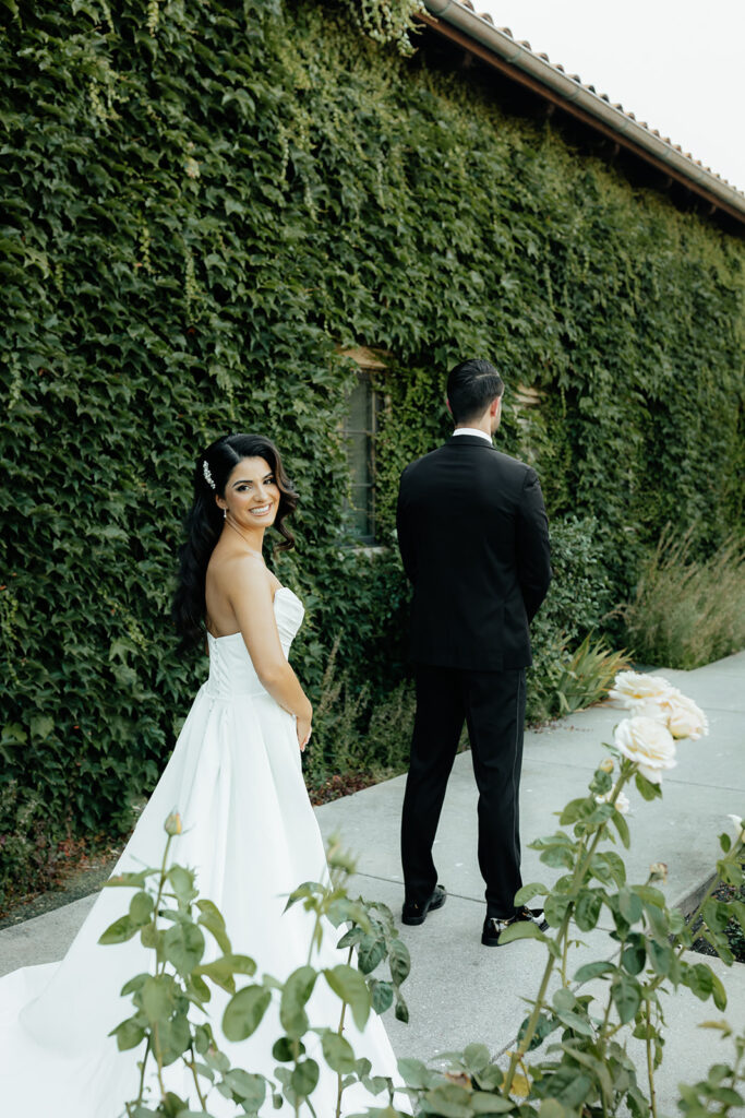 Clos LaChance Wedding - Bride and groom first look 