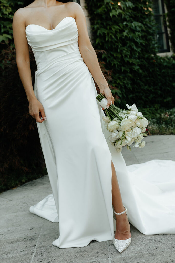 Clos LaChance Wedding - Bride close up on dress 