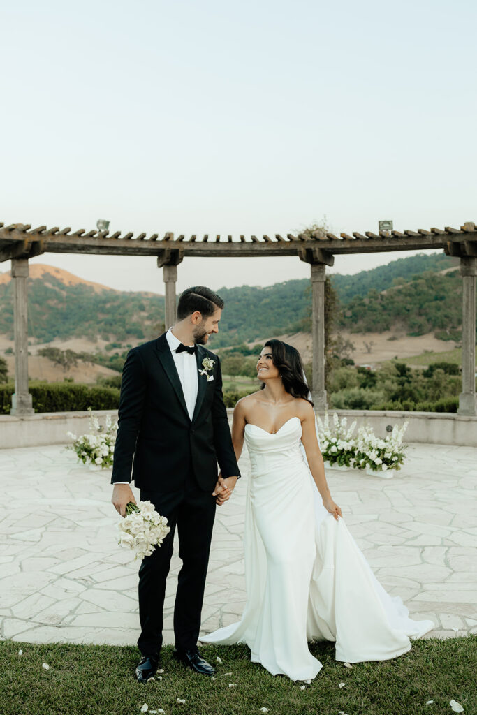 Clos LaChance Wedding - bride and groom looking at each other