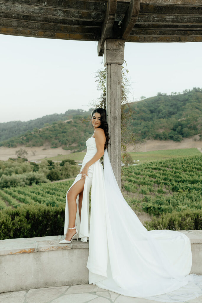 Clos LaChance Wedding - bride in front of vineyard