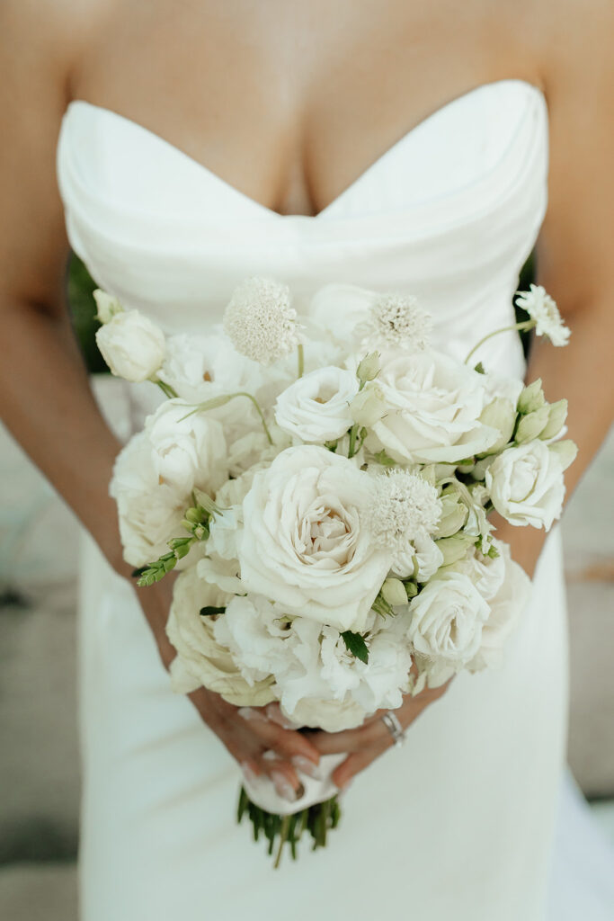 Clos LaChance Wedding - bride closeup on bouquet